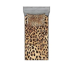 Ambesonne Leopard Print Fitted Sheet & Pillow Sham