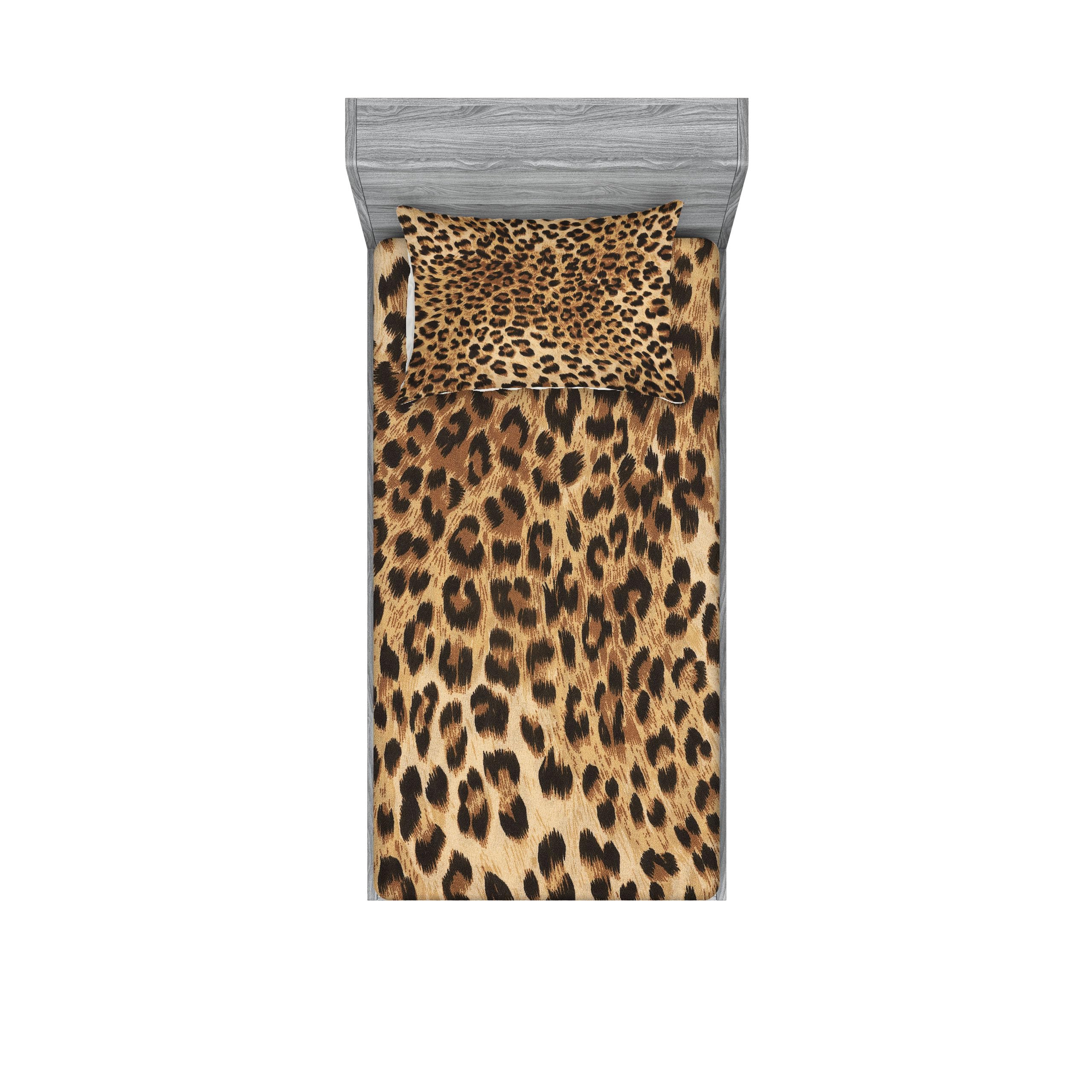 Ambesonne Leopard Print Fitted Sheet & Pillow Sham