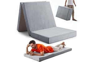 Jamdok 4 Inch Foldable Mattress,Memory Foam Floor Mattress for Sleep,Machine Washable Crystal Velvet Cover,Guest Bed for Adul