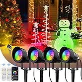 CREPOW Spot Lights Outdoor, Smart RGBW LED Color Changing Landscape Lighting with APP and Remote Control, Music Mode, DIY Scenes, Timing, IP65 Waterproof Spotlight Plug in for Yard Garden, 4 Pack