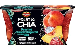 DEL MONTE FRUIT AND CHIA FRUIT CUP Snacks, Peaches in Strawberry Dragon Fruit, 2 Pack, 7 oz