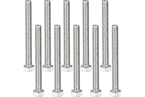 MroMax 10Pcs M8 x 70mm Hex Head Screws Bolts, 304 Stainless Steel 18-8, Fully Threaded, External Hex Drive, for Mounting Chair, Handles, Rail, Pump, Wheels, Antenna Parts, Boat and Plastic Bumpers