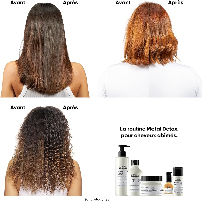 L'OREAL PROFESSIONNEL - Huile Concentrée Anti-Casse - Cheveux Abîmés & Cassants, Colorés ou Naturels - Protège & Illumine - Couleur Intense - Sans Rinçage & Fini non Gras - Metal Detox - 50ml