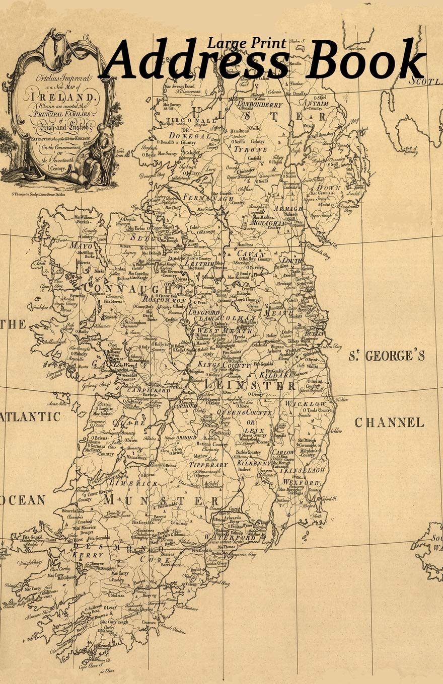 Large Print Address Book Vintage Map Of Ireland 55 X 85 - 