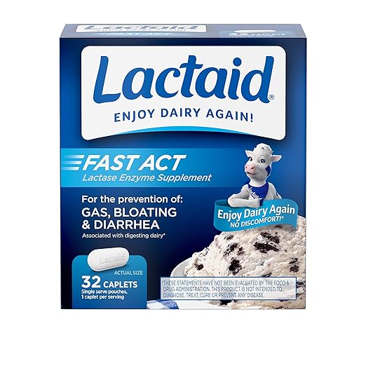 Lactaid Fast Act Lactose Intolerance, Lactase Enzyme Pills 32 single