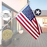 Quarut House Flag Pole Kit,Including 6Ft Stainless Steel Flag Pole,Heavy Duty Nylon 3x5 Ft American Flag,Aluminum Alloy Rings and Bracket.Wall Mounted Flagpole Set for Residential Commercial(Silvery)