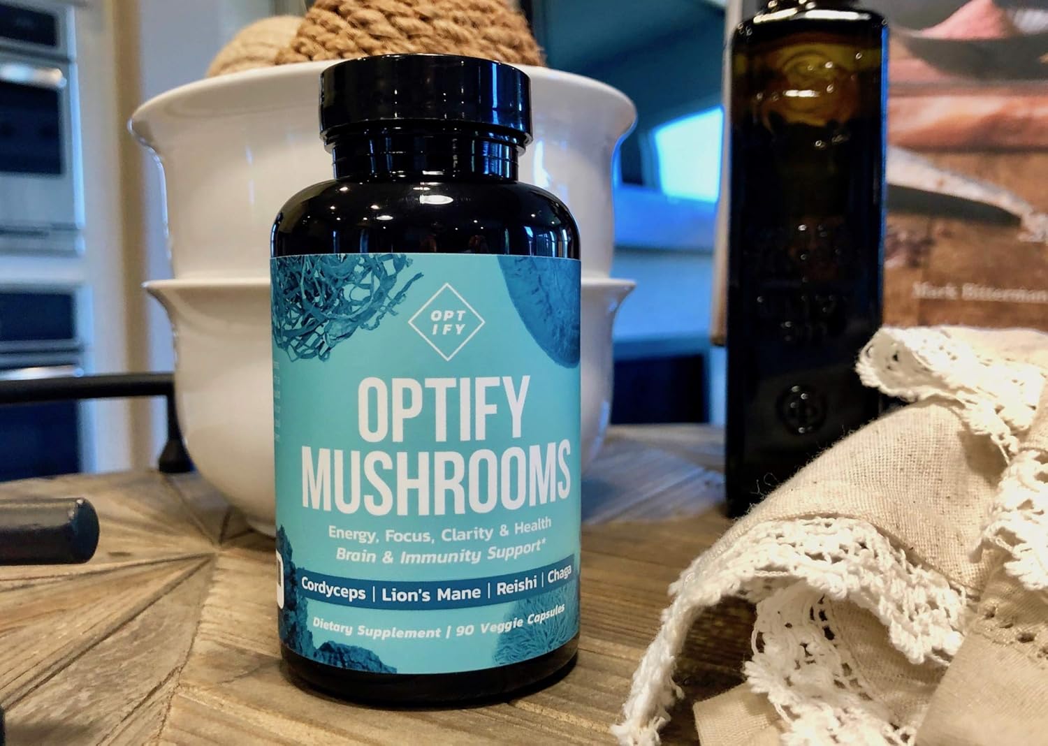 OPTIFY Mushroom Supplement Max Strength 4X Extract Lions Mane, Cordyceps, Reishi & Chaga