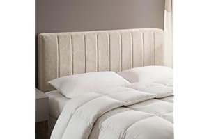 HEARTH & HARBOR Upholstered Full Headboard - Easy Assemble Channel Stitched Headboard Full Size - Wall Mounted Headboards with 3D Soundproof Wall Panels Peel & Stick Floating Headboards, Beige