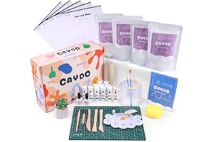 Caydo Kit de poterie pour débutants avec argile séchante à l'air, outil de poterie, instructions, peintures acryliques, kit d