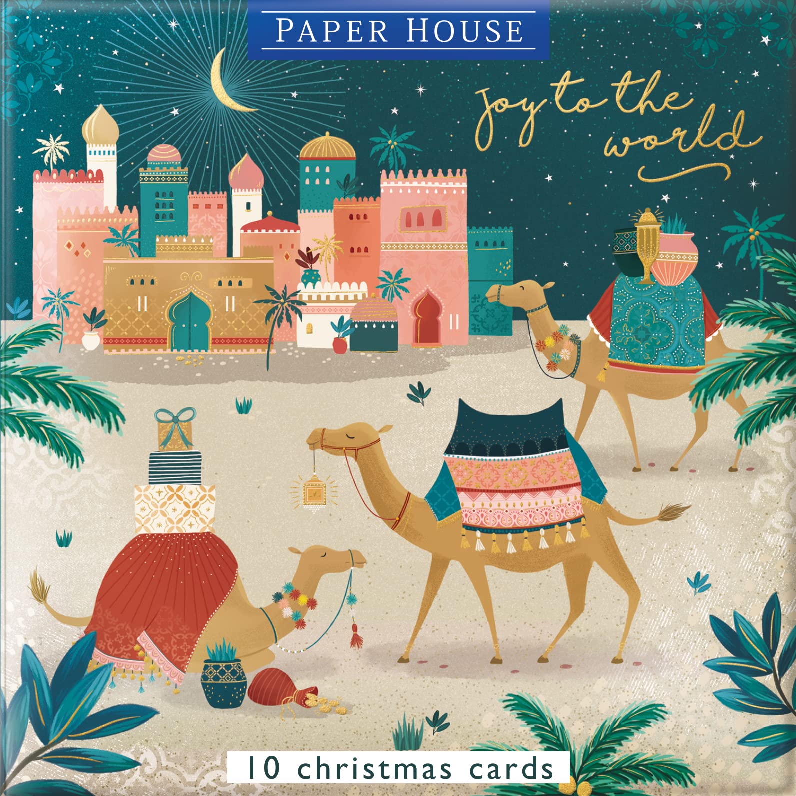 Box of 10 Joy to The World Christmas Cards in 2 Designs in Xmas Wallet Box WXP0109