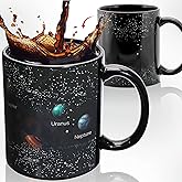FableKnot Color Changing Coffee Mug with Solar System Design - Astronomy Gifts for Kids, Students & Teachers - Space Themed Gifts - Heat Changing Mug Made of Premium Ceramic(12oz) (Black)