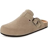Womens Suede Clogs Mens Genuine Leather Mules Cork Footbed Sandals with Arch Support