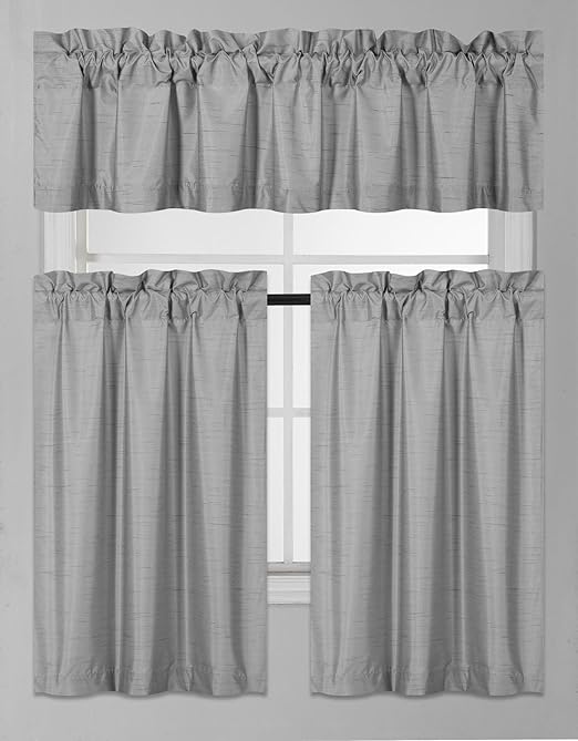 Amazon Com Gorgeoushomelinen K3 3 Pc Silver Kitchen Window