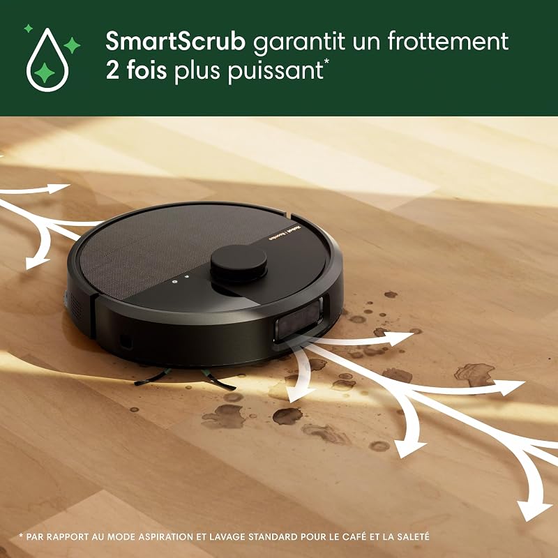 Roomba Plus 505 Combo Robot + AutoWash - Base Multifonction - Lavage et séchage à l'air Chaud des lingettes - PrecisionVision IA - LiDAR Clearview Pro - 75 Jours d'autovidage - Noir