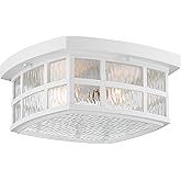 Quoizel Stonington Outdoor Flush Mount Ceiling Light, Coastal Armour 12 Inch 2-Light Matte White Vintage Close to Ceiling Lig