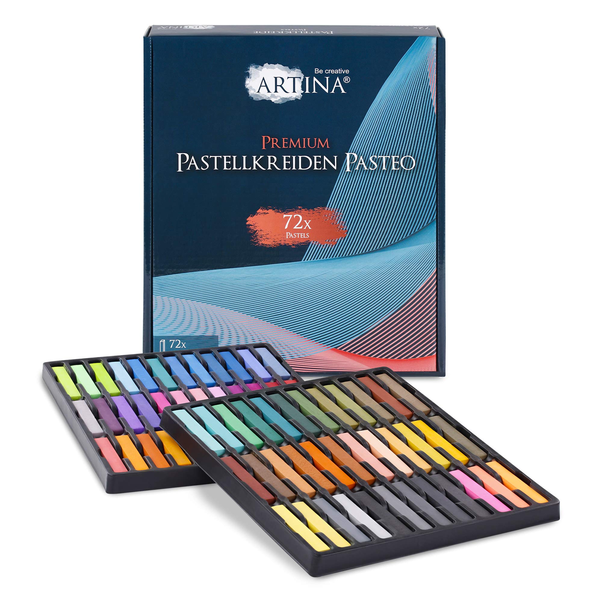 Artina 72 Soft Artist Pastels Set Smooth & Vibrant – Fine Pastel Colour Art Chalk Set Sticks for Drawing Luminous for Beginners & Artists – Pasteo