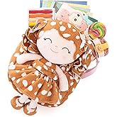 Gloveleya Toddler Backpack Baby Girl Gifts Curly Hair Plush Figure Dress Backpack Kids Backpack Curly Animal - Fawn 9 Inches