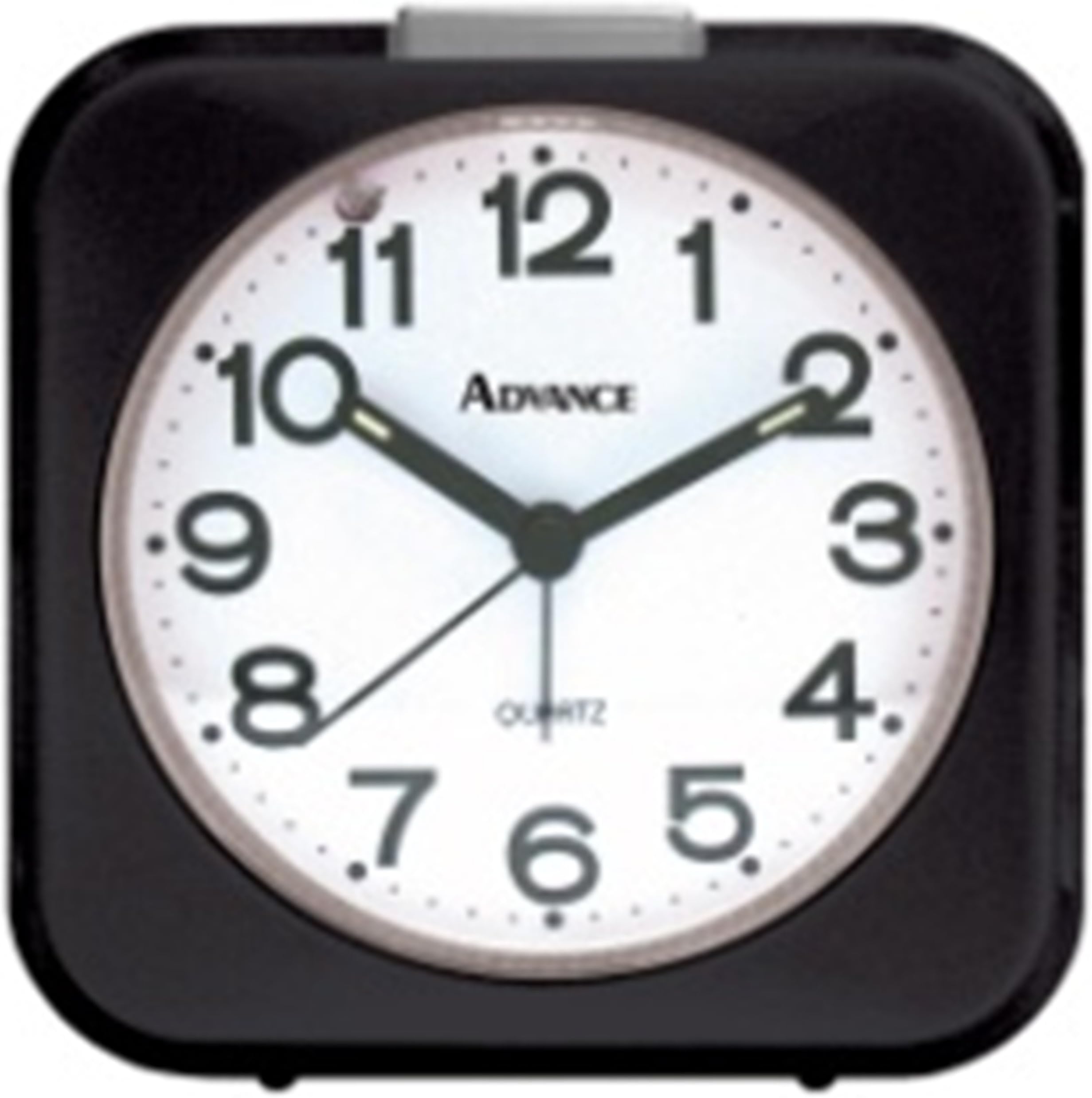 Advance Time Technology Square Quartz Analog Alarm Clock, Black