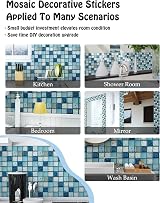 FBBULES 20 Pcs Mosaic Style Self Adhesive Tile Stickers 10x10 cm Blue view 4