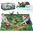 TEMI Dinosaur Toy Figure w/ Activity Play Mat & Trees, Educational Realistic Dinosaur Playset to Create a Dino World Includin