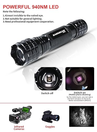 DARKBEAM ir Flashlight Infrared 940nm Lights LED Mini for Night