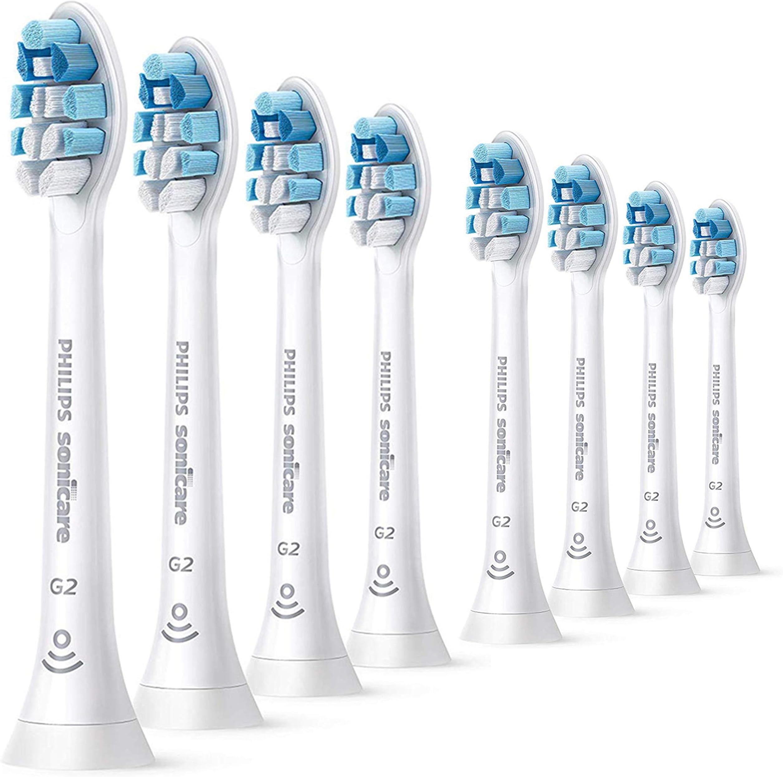 Toothbrush replacement heads HX9034/65,8 pack compatible with Philips Sonicare G2 Optimal Gum Care Electric toothbrush,fits 3 Series gum health,2 Series plaque control,DiamondClean,FlexCare