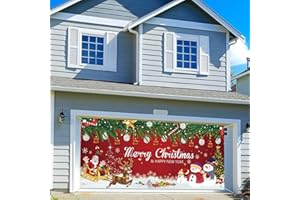 DTEKOJ 6 X 13 ft 2023 Merry Christmas Garage Door Banner, Winter Santa Snowman Christmas Ball Snow Decoration Garage Door Banner, Large Christmas Photography Background Decoration Banner