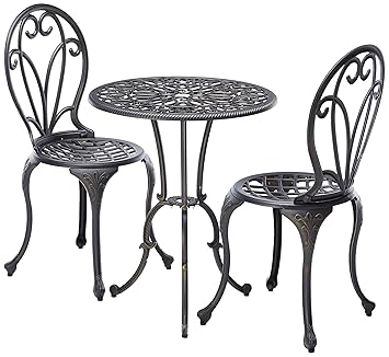 Amazon.com: Best Selling E Cast Aluminum 80-Piece Bistro Set, Dark ...