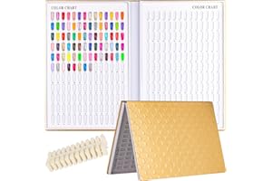 NMKL38 308 Colors Nail Gel Polish Display Book Chart Card with 360 Tips (Gold)