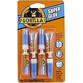 Gorilla Super Glue, Fast‑Setting, Impact‑Tough All‑Purpose Adhesive with Anti-Clog Cap, 4-3 g Tubes, (Pack of 1) - Clear