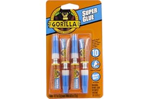 Gorilla Super Glue, Clear Glue, Four 3 Gram Tubes (Pack of 1) - All Purpose and Fast Setting for Projects and Repairs