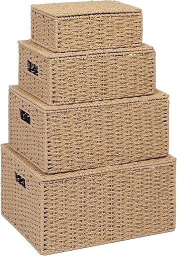 ARPAN Cesta de Almacenamiento con Tapa y Asas de inserción para un