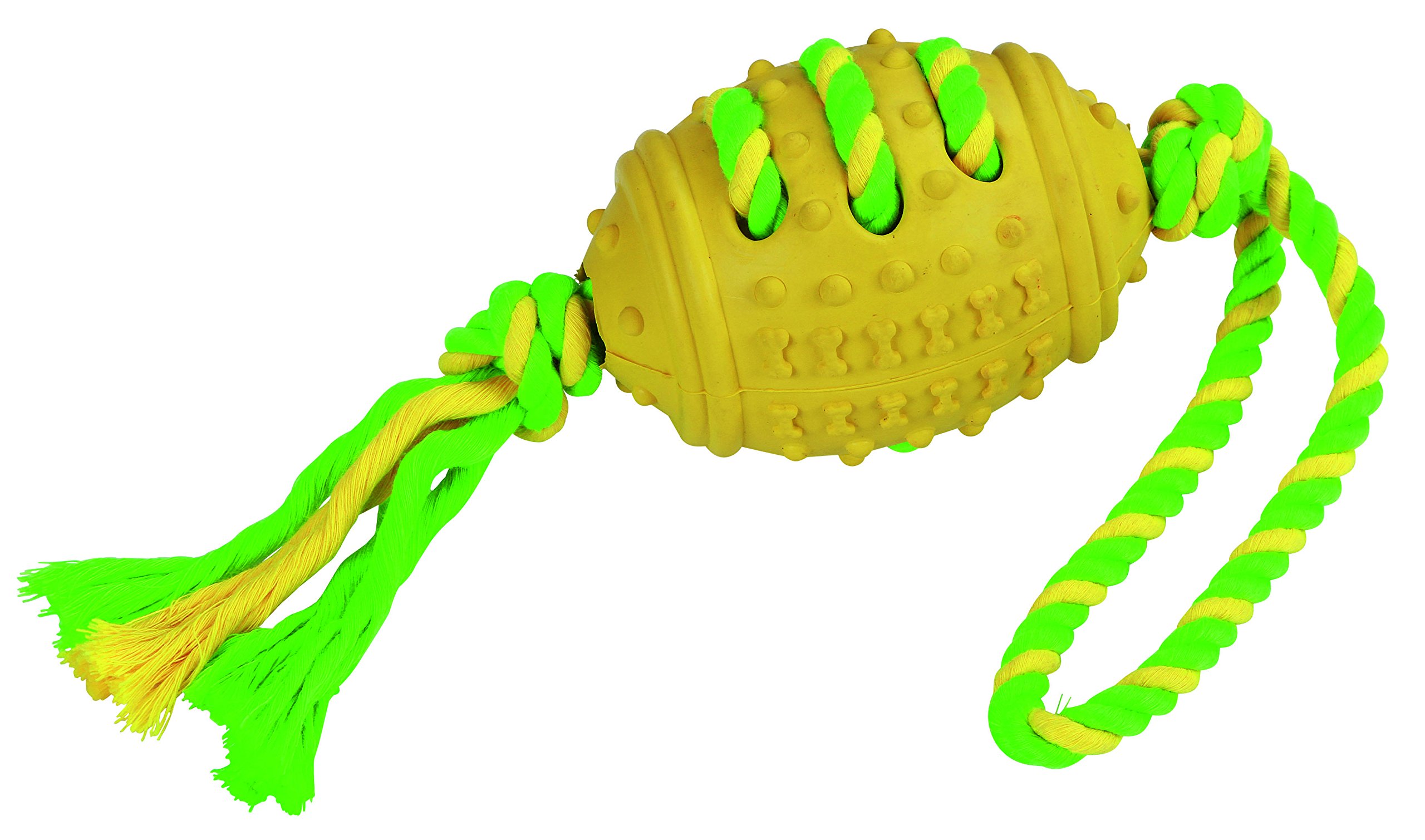 Kerbl Football on a Rope Rubber/Cotton, 42 cm, Green/Yellow