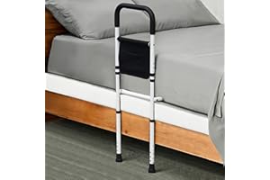 BOLESHU Bed Rails for Elderly Adults Safety, Adjustable Bed Assist Rails for Seniors, Bedrails with Support Legs and Storage Pocket, Bed Railing Cane Fit Single, Double King,Queen,Full, Twin Beds