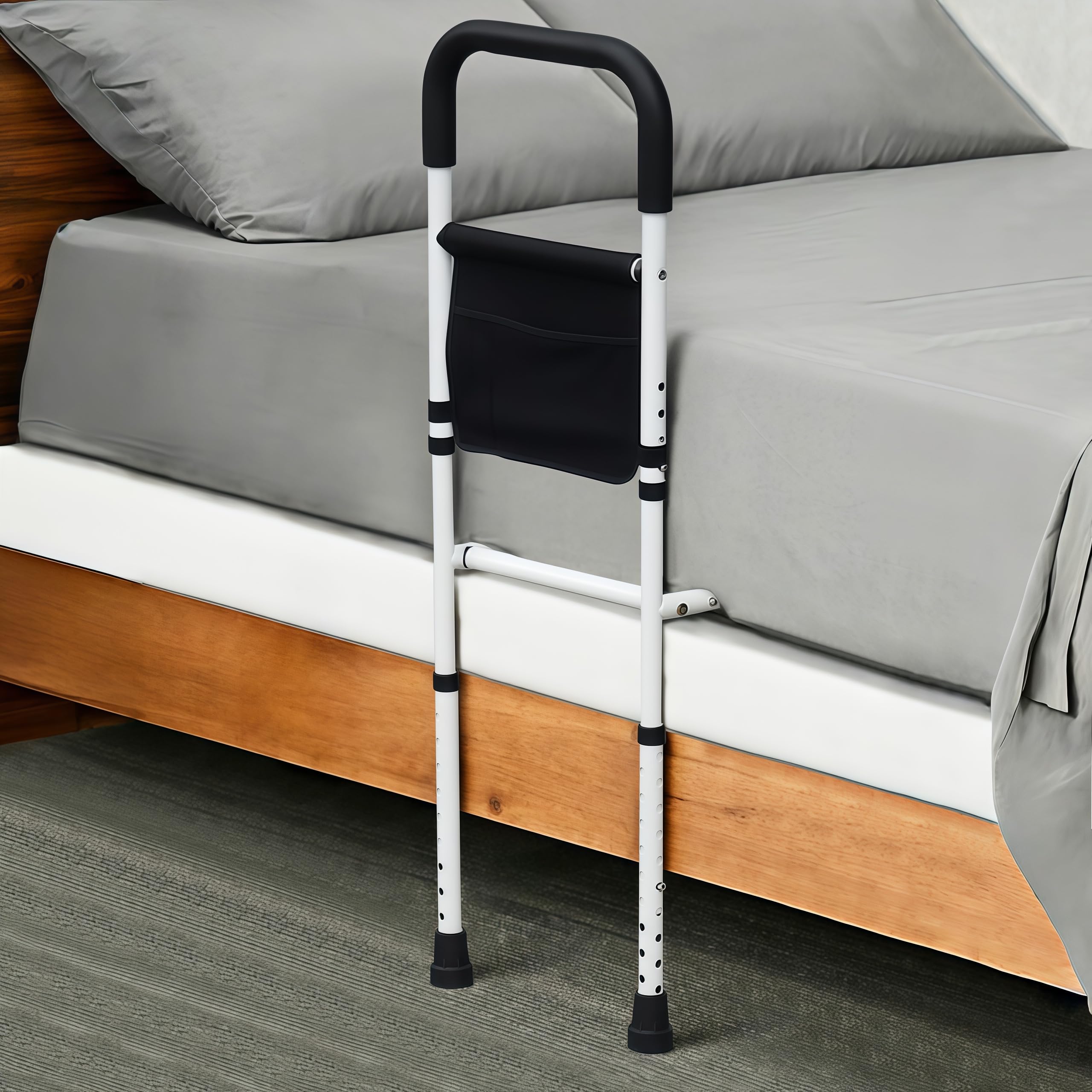 Photo 1 of ***IMAGE REFERENCE***Bed Rails for Elderly Adults Safety, Adjustable Bed Assist Rails for Seniors, Bedrails with Support Legs and Storage Pocket, Bed Railing Cane Fit Single, Double King,Queen,Full, Twin Beds