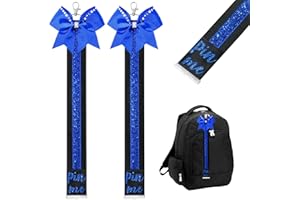 DEEKA 2 PCS Cheer Pin Strap Pin Me Ribbon for Backpack Glitter Cheerleader Keychain Cheer Gifts Bow Holder