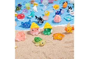 dsooldre 50pcs Mini Ocean Resin Animals Tiny Sea Animals Figurines Marine Miniature Plastic Animals Aquarium Ornaments Decorations for DIY Fish Tank Potted Micro Fairy Garden Dollhouse
