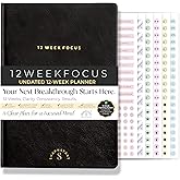 12 Week Focus Planner: High Performance Project Planner - Stay Focused and Achieve your Goals - Weekly and Daily Pages with Scientifically Proven Prompts - Undated, 7x10inch Black Hardcover