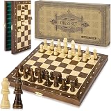 Peradix Wooden Magnetic Chess Set 30x30cm Folding Board with 2 Extra Queens