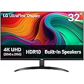 LG 32UR500K-B Ultrafine 32-inch 4K UHD (3840x2160) Computer Monitor HDR10 Built-in Speaker x2 OnScreen Control Reader Mode Flicker Safe Borderless Design HDMIx2 DisplayPort Black