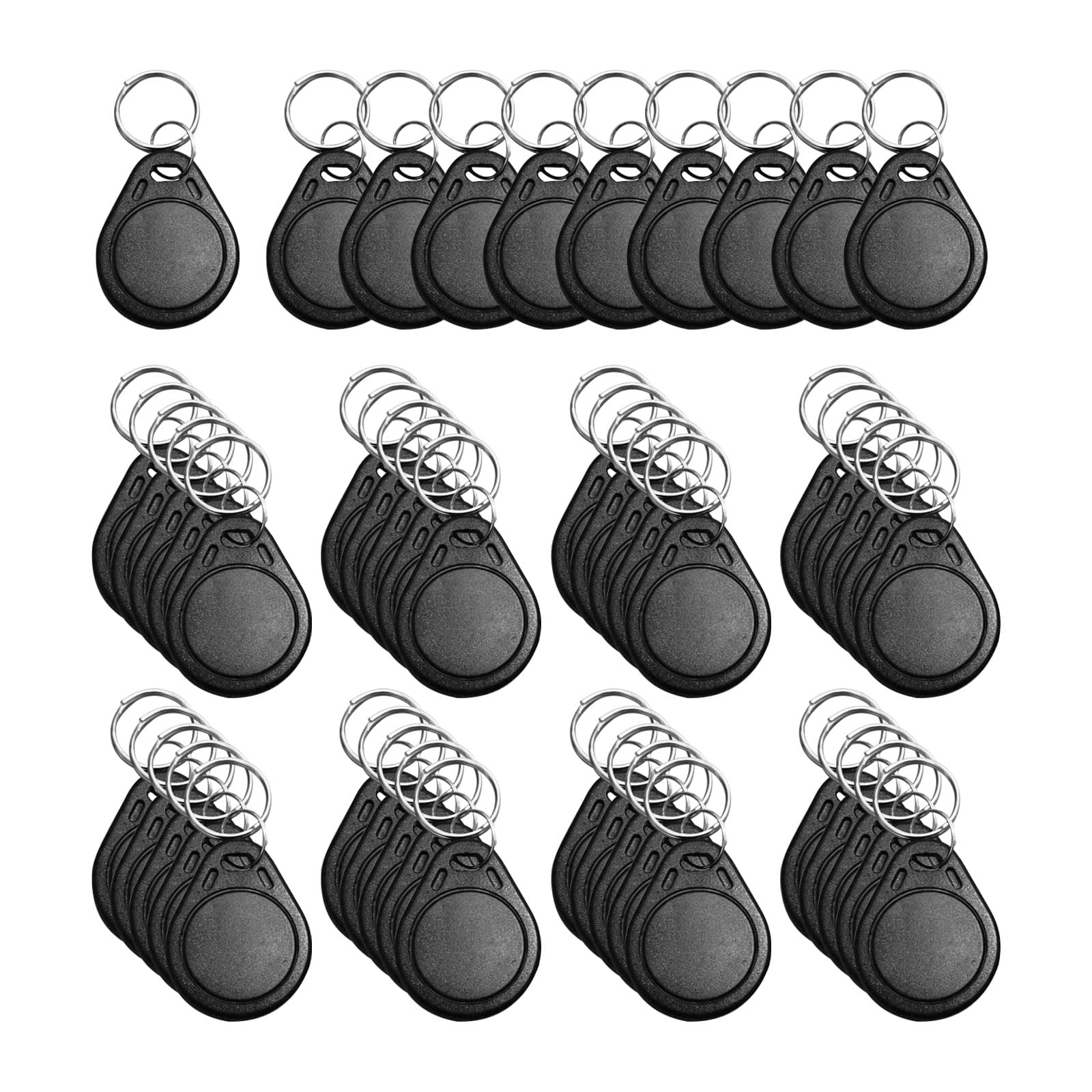 125Khz Writable RFID Proximity Keyfobs, 50 PCS Proximity ID Card Key Changeable Keyfobs Token Tag Writable Token Proximity ID Access Control Key Fob Tags Card for Door Access Control (Black)