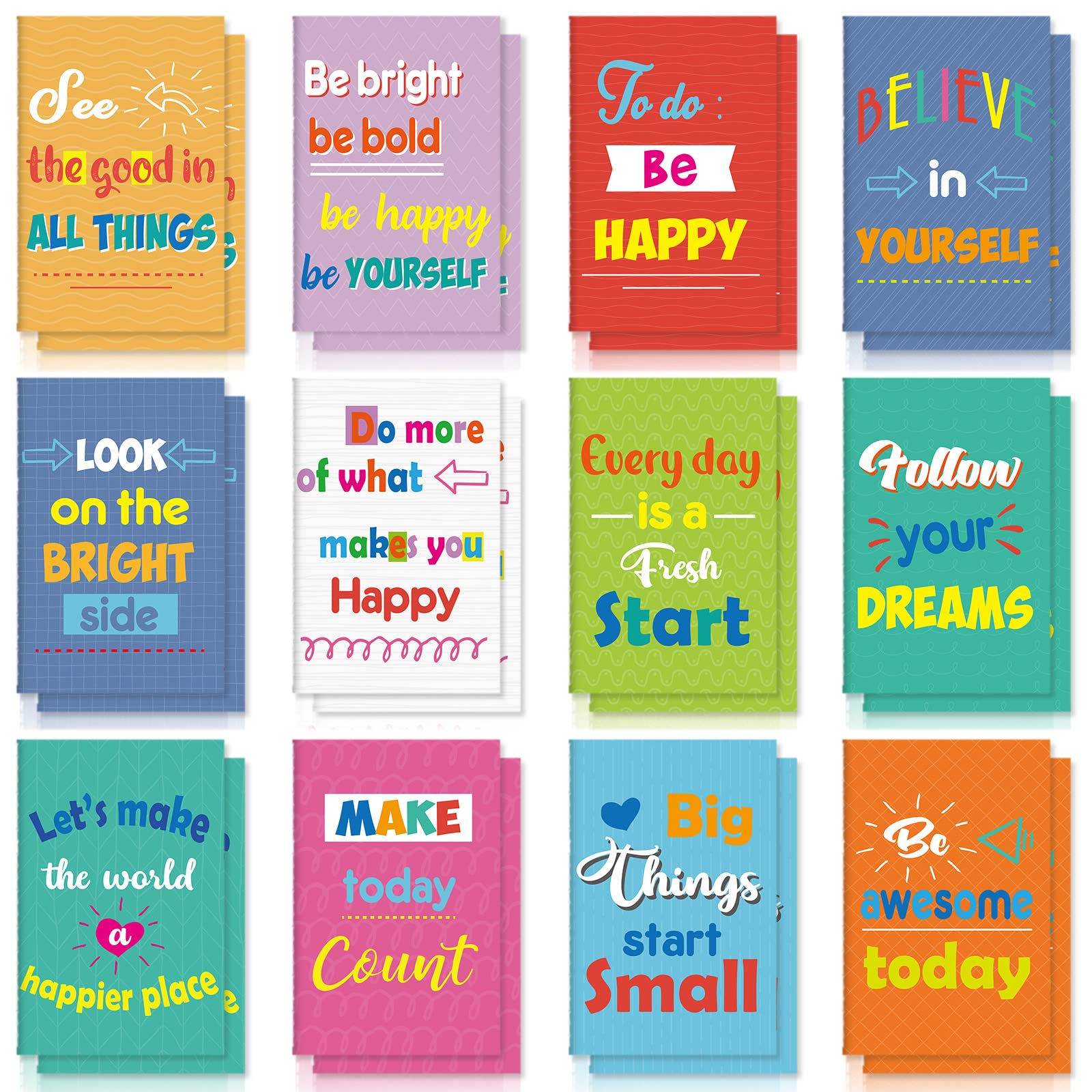 Zonon 24 Pcs Mini Colorful Notebooks, Funny Motivational Journals Notepads Inspirational Notepads Small Pocket Notebook for Kids Teacher School Office Gift Bulk Prizes Travel Supplies(Colorful Style) — image 1