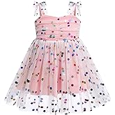 IBTOM CASTLE Toddler Baby Girl Birthday Dress Floral Sequin Tulle Tutu Dresses for Pageant Party Cake Smash Photoshoot