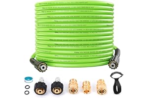 TIKLOG Pressure Washer Hose 50 FT 1/4”, 4000 PSI Kink Resistant High Pressure Replacement Hose M22 14mm Thread, Flexible Extension Hose with 3/8 Quick Connect Adapters for Power Washing