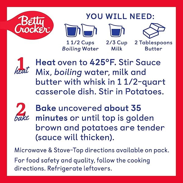 BETTY CROCKER CHEDDAR AND BACON CASSEROLE POTATOES, MADE WITH REAL CHEESE, 4 OZ BOX