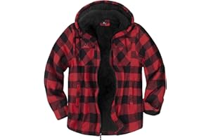 ZITY Men's Fleece Flannel Jacket Full Zip Plaid Lumberjack Sherpa Lined Hoodies Winter Warm Coat