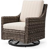 Varmoza Outdoor Swivel Rocker Chair, Patio Chair with Premium Cushions, High Back Wicker Patio Rocking Glider for Deck, Porch