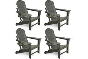 NAVINE Adirondack Chair Set of 4, HDPE Folding Adirondack Chair with Multifunctional Cup Holder, Weather Resistant Fire Pit Chair for porches, patios, poolsides, Decks.