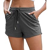 ZKIEYS Womens Sweat Shorts Casual Summer Comfy Lounge Athletic Clothes Elastic Cotton Running Shorts with Pockets