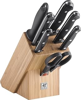 ZWILLING Messerblock, 8-tlg., Bambusblock, Messer und Schere aus rostfreiem Spezialstahl/Kuststoff-Griff, Twin Chef